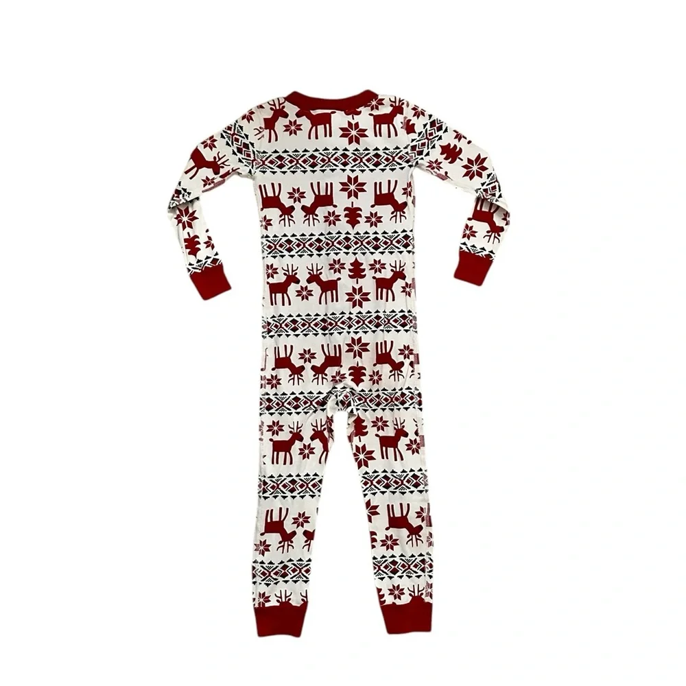 Hanna Andersson Red and White Reindeer Fair Isle Kids Pajamas
